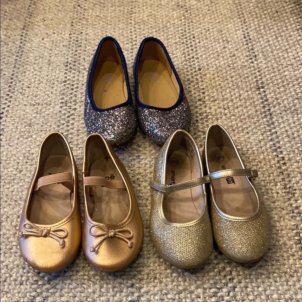 Girls' Glitter and Metallic Ballet Flats Set